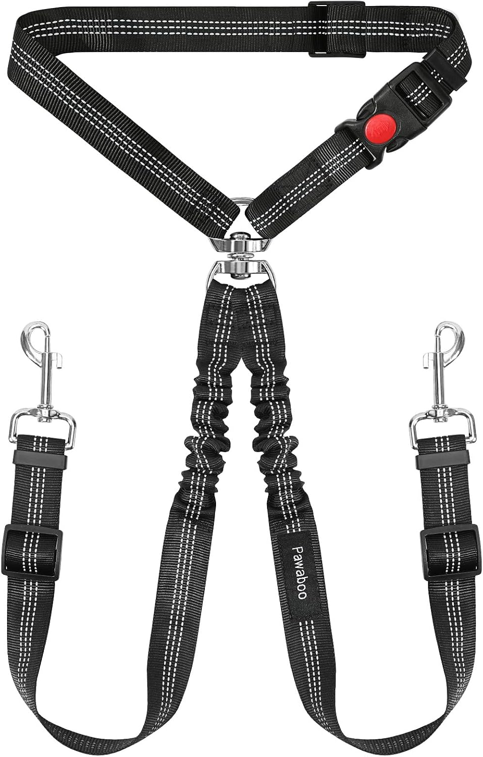 Pawaboo 2Pack Dog Car Seatbelt - AA-Black + Silver