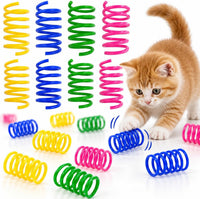 20-pack of colorful plastic cat spring toys for chasing and pouncing