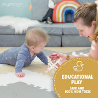 Non-Toxic Extra-Thick 36 Piece Children Play & Exercise Mat - 6x6' (Triangle) / Warm Grey/Cream/Sand - image 3