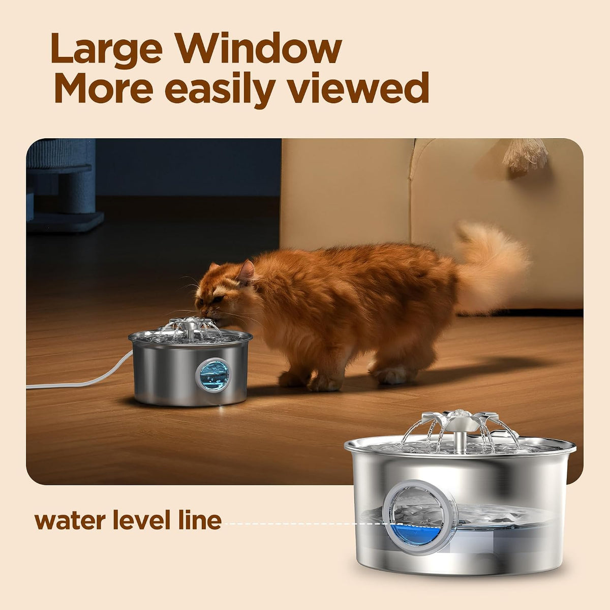 Stainless Steel Cat Water Fountain: 88oz/2.6L Pet Fountain - Fountain - image 3