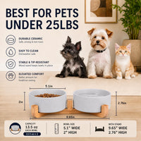 Ceramic Cat Dog Bowl Set with Stand - Grey / 400ML*2 - image 3