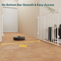 Cumbor 29.2-43" No Bottom Bar Baby Gate for Stairs, 2-in-1 Hardware Mounted Dog Gate Indoor, Auto Close Pet Gate for Doorways with Large Walk Thru Door, Wide Child-Proof Safety Gates for Kids (White)