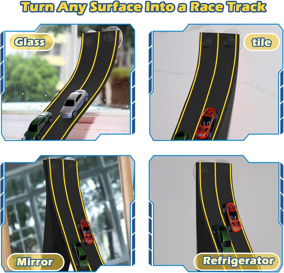Flex Tracks 15 Ft Starter Set Flexible Race Track for Kids 3+ - Black&yellow - image 2