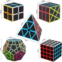 Speed Cube Set, ROXENDA 2x2 3x3 Pyramid Cube Bundle [3 Pack] – Fun for Kids & Family - 5 Pack Carbon Fiber