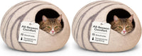 Cat Cave, New Zealand Wool Bed for Indoor Cats - Light Grey / Medium (Pack of 2)