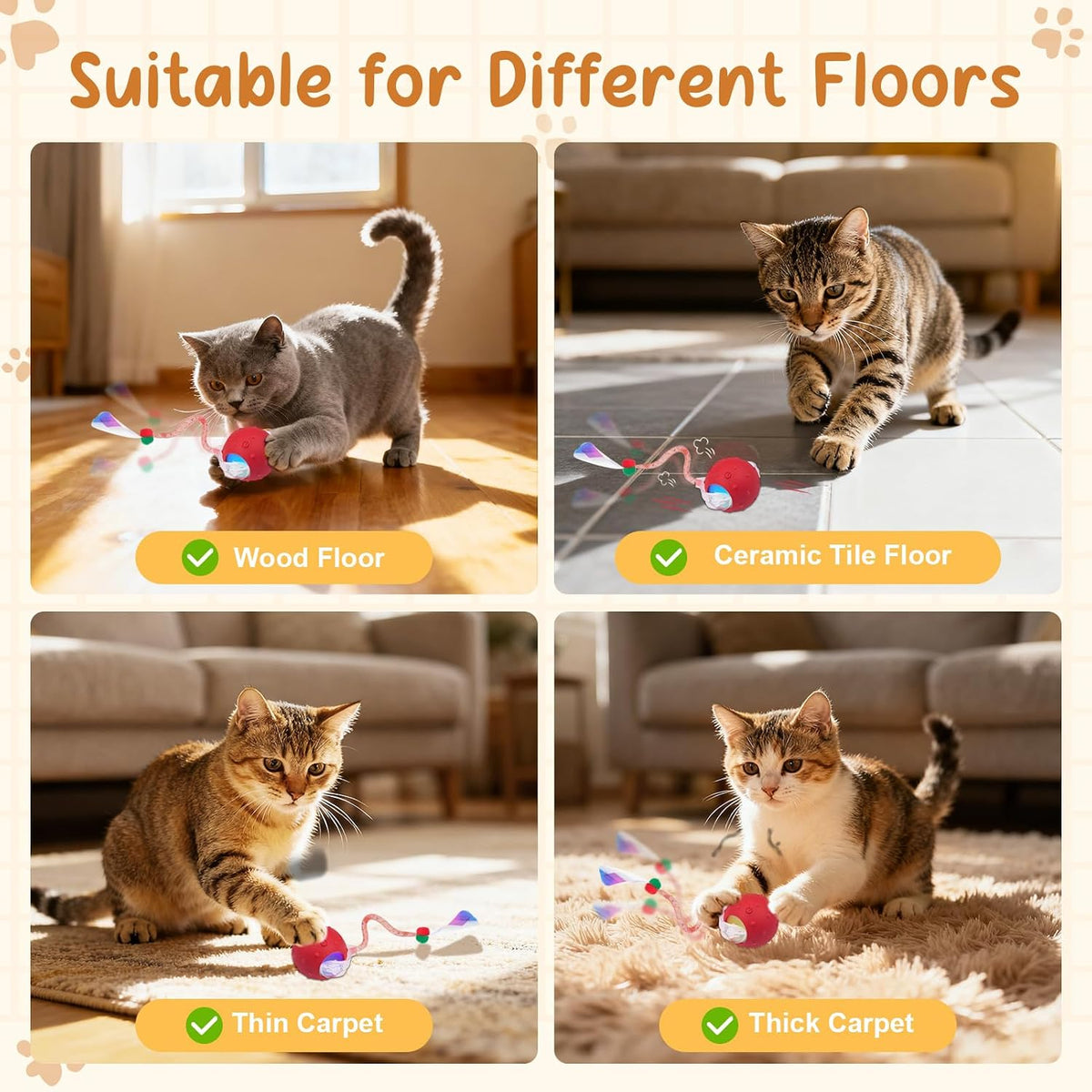 Interactive Automatic Cat Toy Ball-USB Rechargeable,Motion Activated - red - image 4