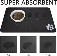 YCT Cat Food Mat for Pet Dog Feeting Mats - Dark Gray & Footprints Logo / 24"L x 16.9"W - image 2