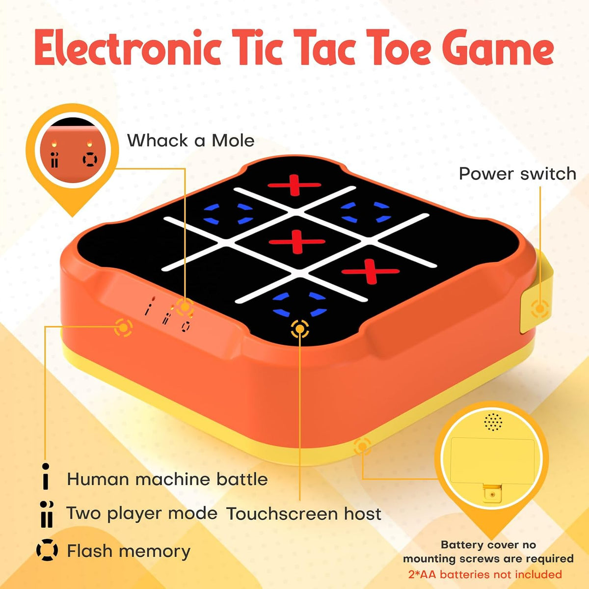 Bacare Tic Tac Toe Bolt handheld electronic game with lit-up grid - view 8