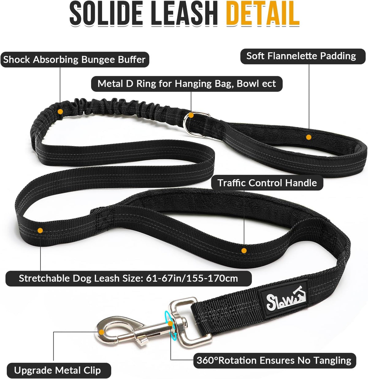 SlowTon No Pull Dog Harness and Leash Set, Heavy Duty - Black / Small - image 4