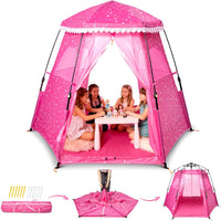 Funsland pink pop up princess play tent for girls with mesh sides
