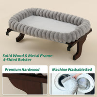 Zakkart SnugCloud Cat Perch for Windowsill – Essentials for Cats - Dark Stained Wood w/ Gray Bed / Medium (22"x15") - image 2