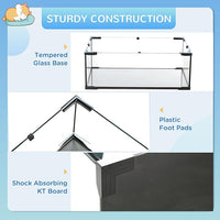 PawHut Large Hamster Cage with Deep Tempered Glass Bottom, 3 Tiers Hamster Tank with Running Wheel, Hut, Water Bottle, Dish, Rat Cage for Syrian, Dwarf, Gerbils, Mouse, 31" x 19" x 21.5", Black