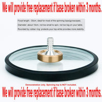 DjuiinoStar 4 inch spinning top base in polished K9 optical glass with silicone rim - view 2