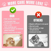 Kitten Bottles, Professional Kitten Bottle Feeding Kit, Nipple&Feeding Kit for Kittens and Puppies, Reusable Newborn Kitten Supplies, Suitable for Feeding Kitten, Puppy, Rabbit