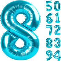 Navy Blue 1 Balloon, Number Balloon 40 Inch - Light Blue / Number 8