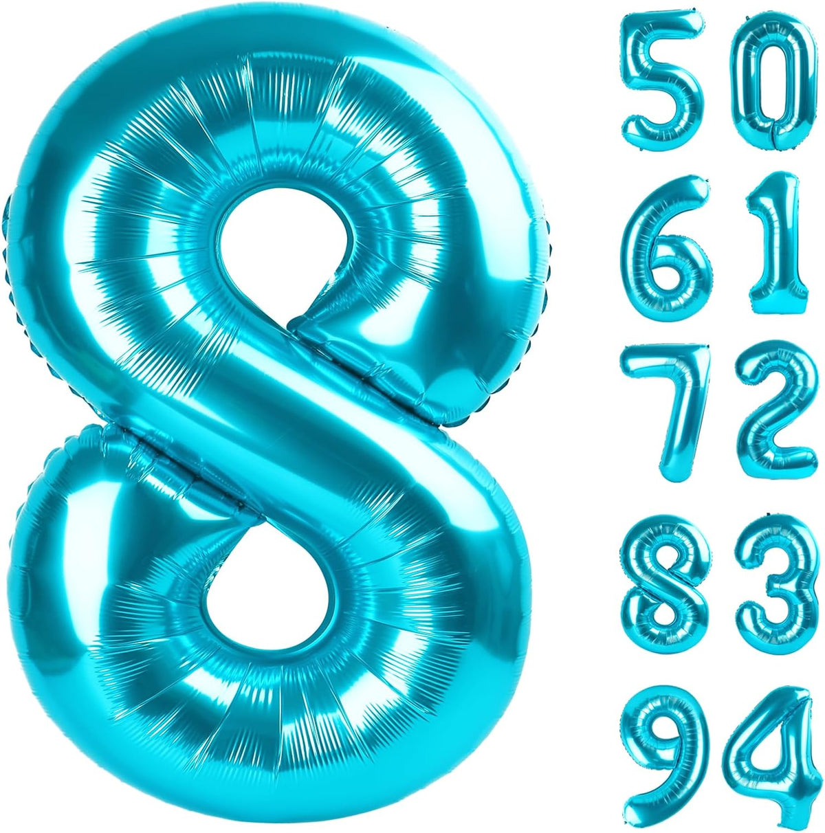 Navy Blue 1 Balloon, Number Balloon 40 Inch - Light Blue / Number 8