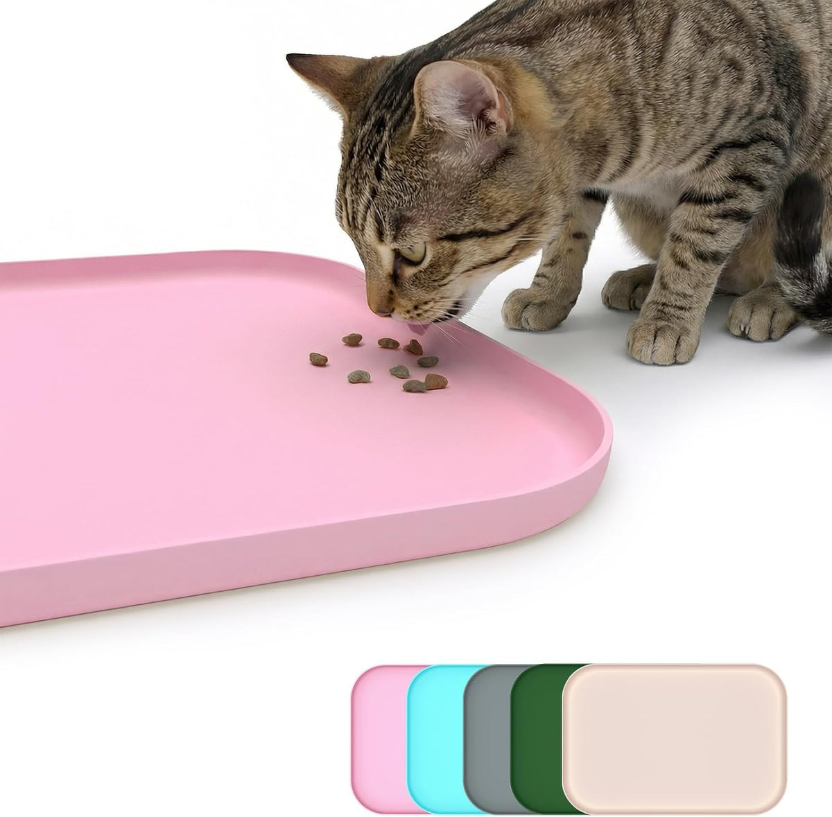Non-Slip Silicone Dog Food Mat for Food and Water - 45 x 30 cm / Pink