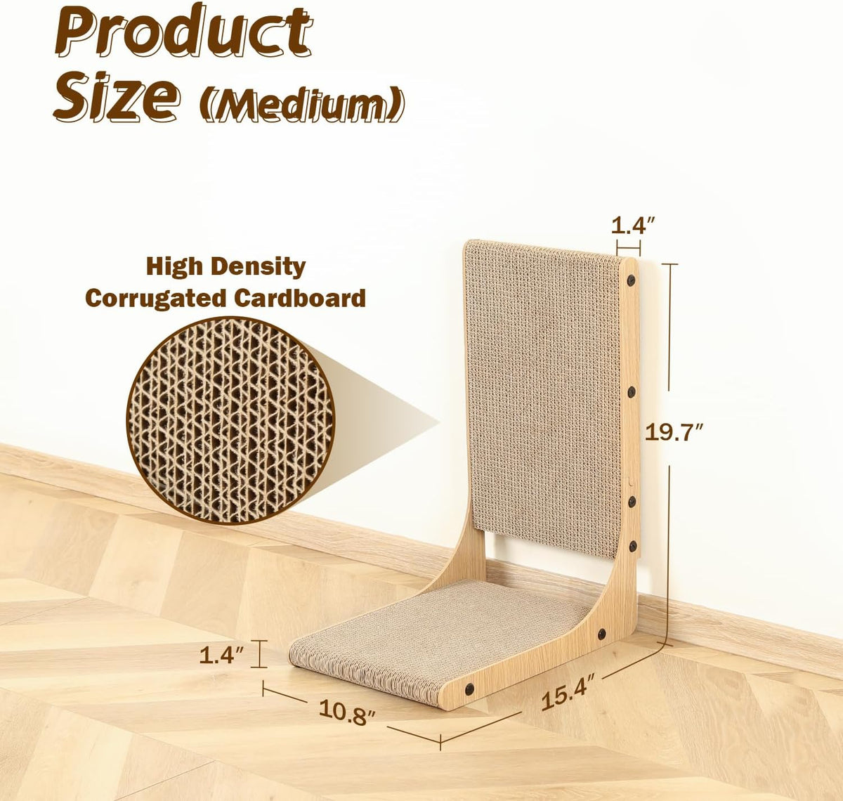 Zakkart 2-Pack L-Shaped Cat Scratching Board, Cardboard - Medium 2PC (19.7'' tall) - image 4