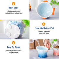 2 Pcs Elevated Cat Bowls, Raised Ceramic Food Bowls, Blue, Green – Essentials for Cats - Blue, Green - image 3