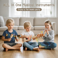 Vanplay Kids Guitar Set, 7-Piece Wooden Musical Instruments for Toddler 2-3 – Fun for Kids & Family - Beige - image 2