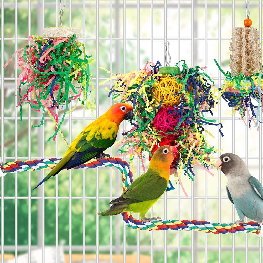 Bird Shredding Foraging Toys Parakeet Toy Chewing Hanging Toy - With Rope Perch - image 2