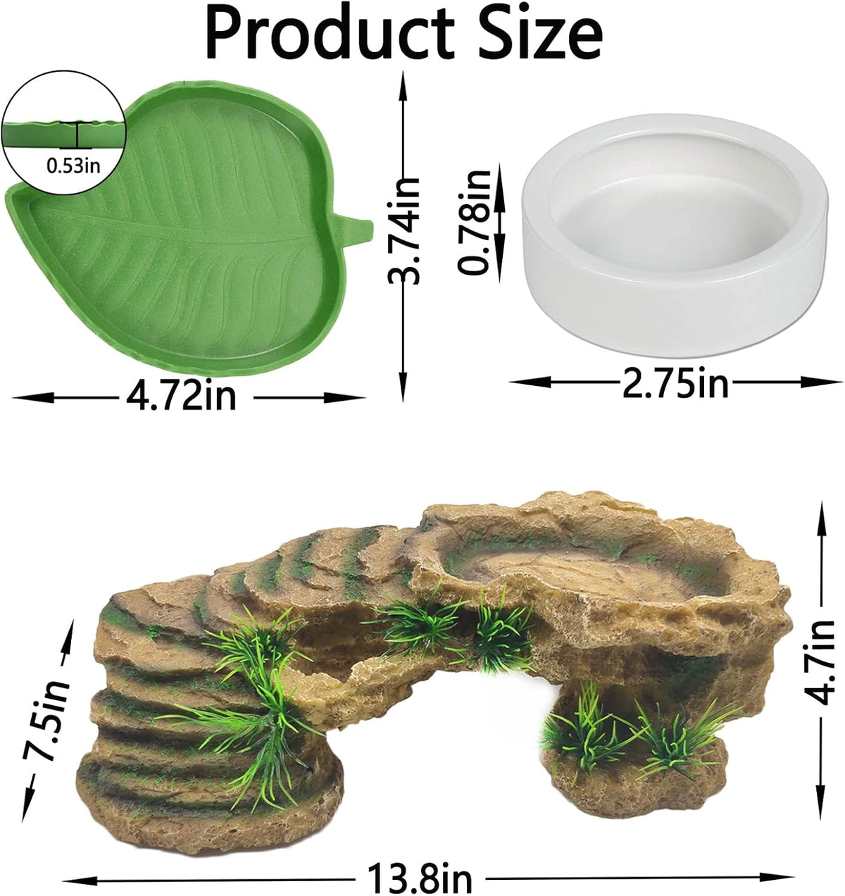 Turtle Basking Platform Rock Reptile Resting Terrace Resin Bearded - Large - image 2