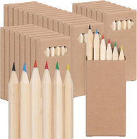 Ctosree mini colored pencils in kraft boxes, 6 natural wood pencils per box - view 2