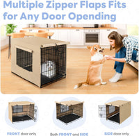 Dog Crate Cover, Kennel Covers Fit for 30 Inch Dogs Crate - Beige (with window) / 24 Inch - image 2