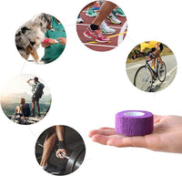 9 Pack 1" x 5 Yards Self Adhesive Bandage Wrap Self Stick Wrap for Ankle, Wrist, Finger, Sports, Breathable Cohesive Vet Tape for Pets (Purple)