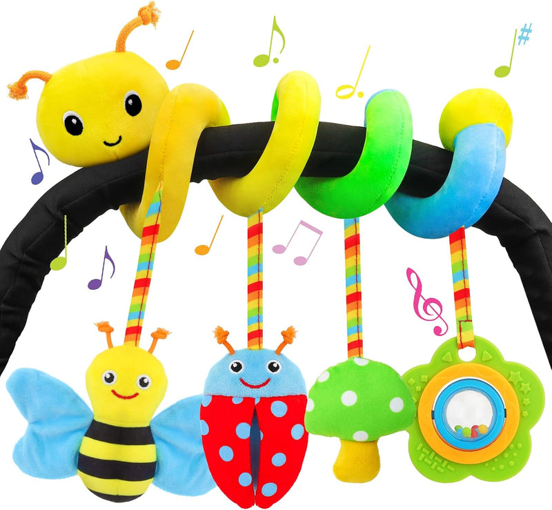 Spiral Carseat Toys for Infants 0-6 Months, Black & White – Fun for Kids & Family - Green