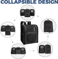 Apollo Walker Dog & Cat Carrier Backpack for 4-15lb Pets - Ventilated Safe Design with Padded Back Support, Breathable Mesh Pet Backpack for Hiking, Travel, Outdoor (Black)