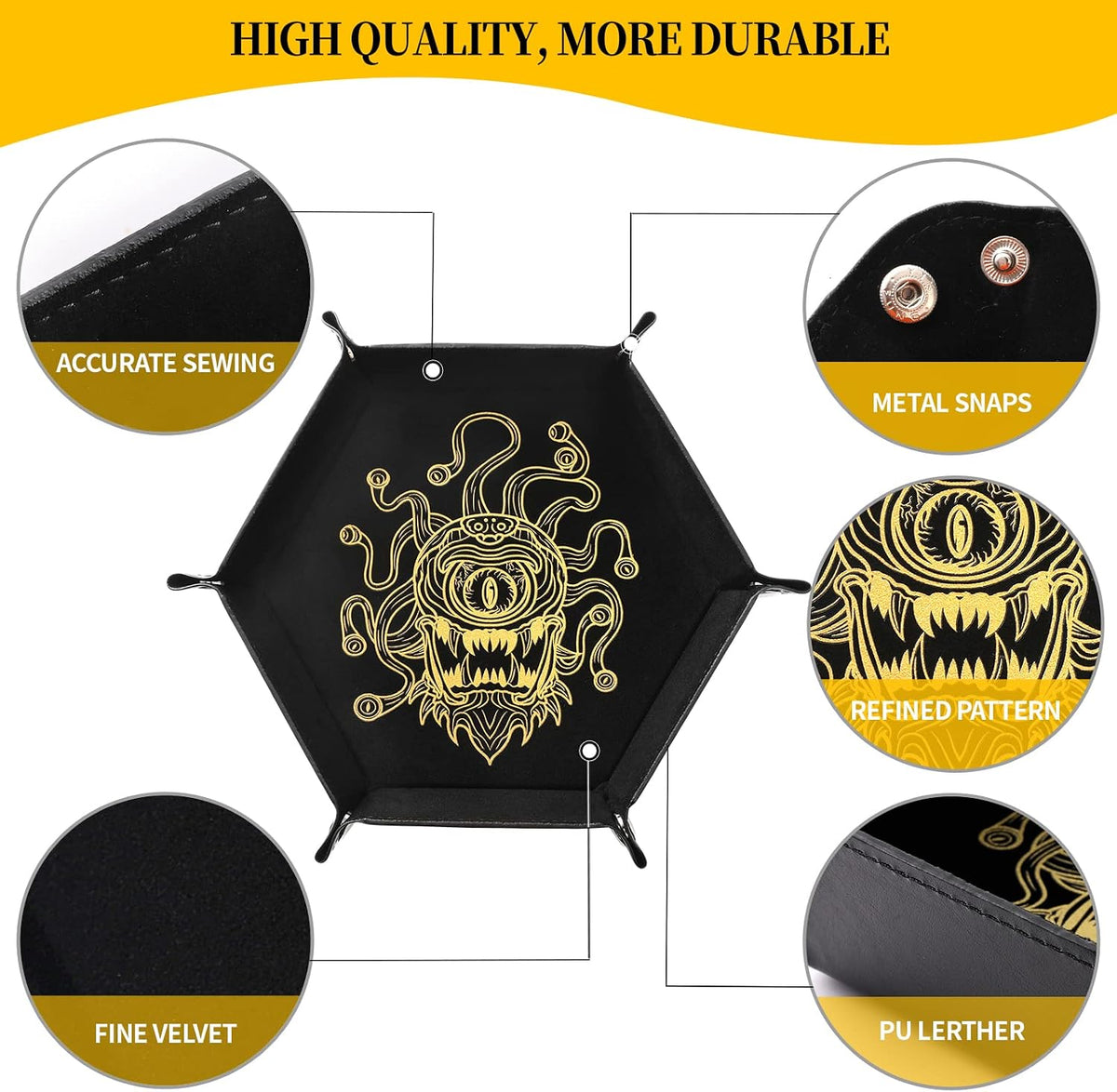 Grajar 2 Pcs Portable Folding Dice Rolling Tray Set for RPG DND Table - Beholder - image 2