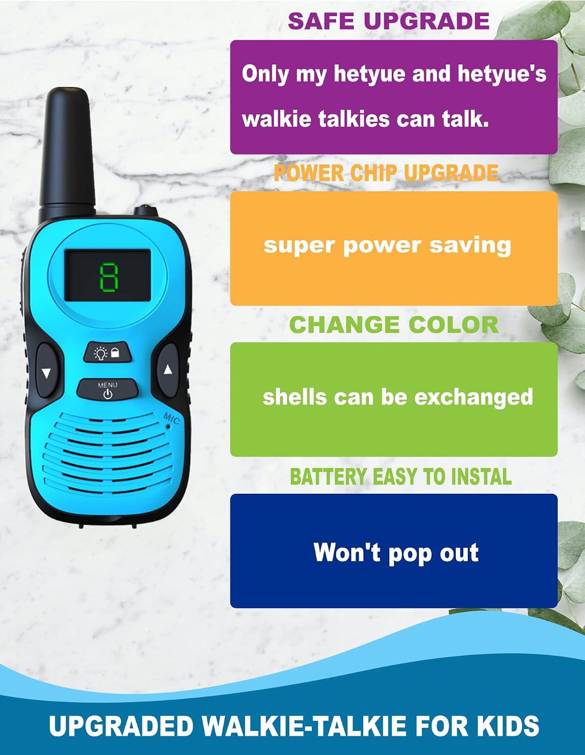 Walkie Talkies for Kids Long Range: 4 Pack 4-Color Replaceable Back - Blue Red - image 2