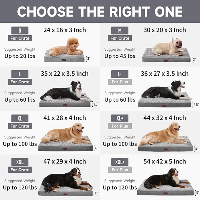OhGeni Orthopedic Waterproof & Machine Washable Dog Bed for Medium Large Pets, Suitable for Crates, Cat Mat with 25D Egg Crate Foam, Non-Slip Bottom & Removable Cover, 35 Inches(Coffee)