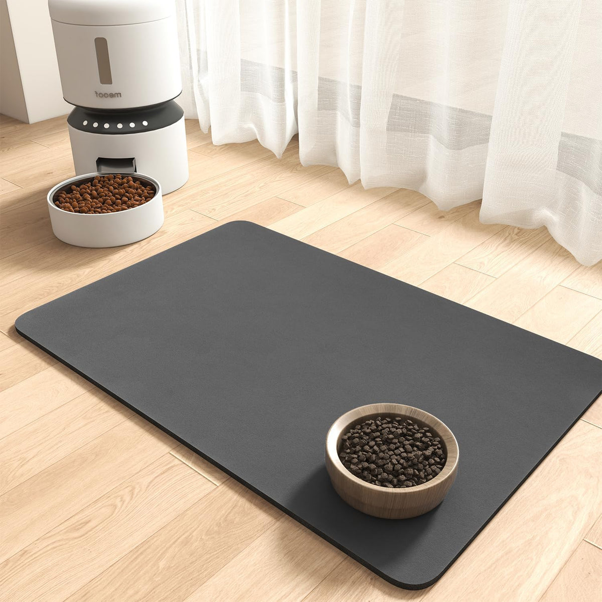 MontVoo-Absorbent Pet Feeding Mat-No Stains Pet Mat for Food - DARKGREY / 16"x24"