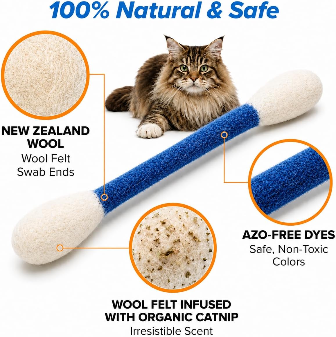 Glaciart One XXL Swabs Cat Toys with Catnip, 2 Pk - Blue Swabs / XXL - image 4