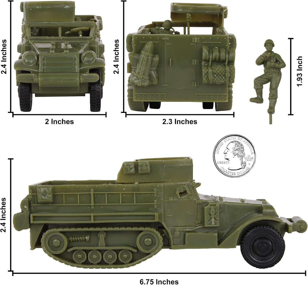 BMC Toys WW2 US M3 halftrack plastic army vehicle in tan - view 4