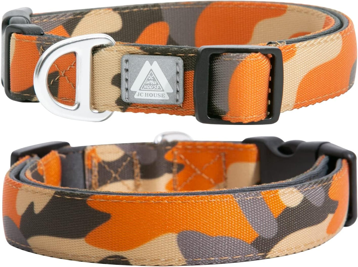Medium Dog Collar, Neck 12"-20" - Medium (Neck 12''–20'') / Camo Orange