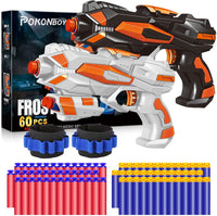 Pokonboy foam dart blaster 2 pack in orange and blue with 60 soft foam darts and wristbands - view 3