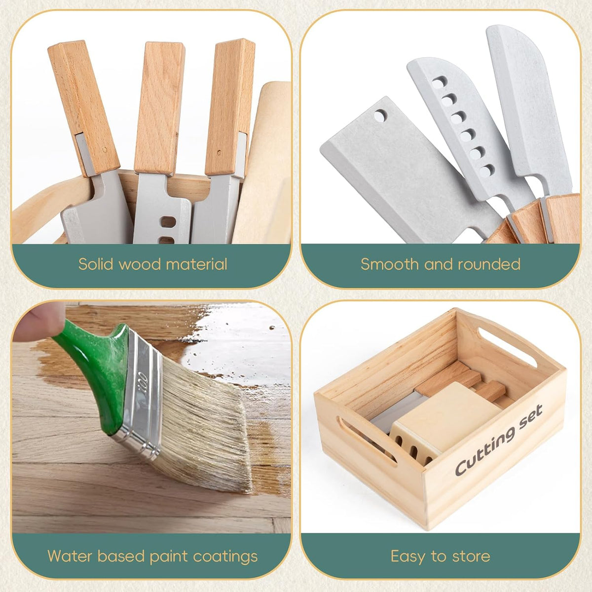 kienvy 10-piece wooden meat and fish play food set with storage box - view 9