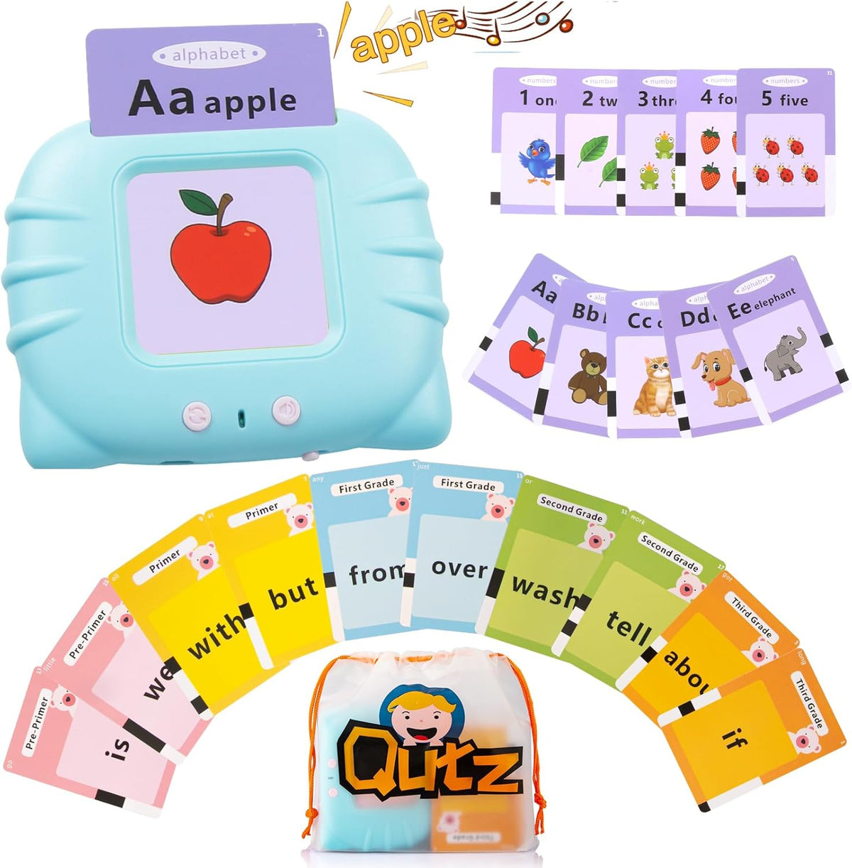QuTZ Phonics Learning Toy for Preschool Kids - Blue / Basic 272 Sight Words