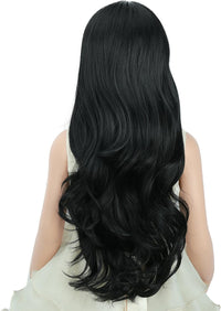DUDUWIG long black wavy curly middle part wig for kids with wig cap - view 34