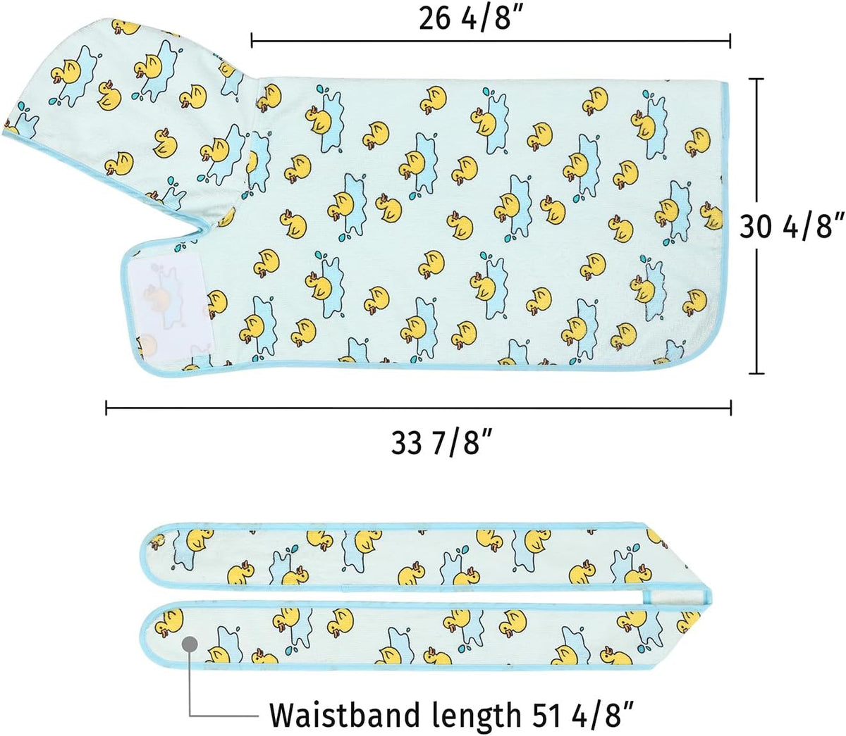 HDE Hooded Dog Bathrobe Quick Dry Towel Wrap for After Bath White - X-Large / Rubber Duck Puddles - image 2