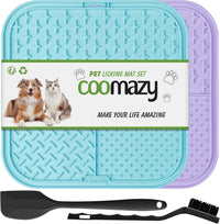 Coomazy Lick Mat for Dogs Cat Slow Feeder Lick Mat with Suction Cups - BLUE+PURPLE
