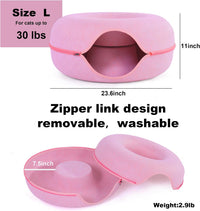 Large Cat Tunnel Bed for Indoor Cats with 3 Toys - L(24x24x11) / Pink - image 4