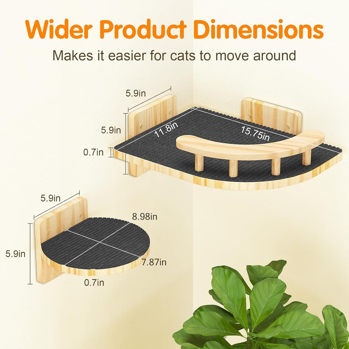 XiaZ Cat Wall Shelves, Corner Cat Shelf with 3 Wide Perch Steps - Corner - image 3