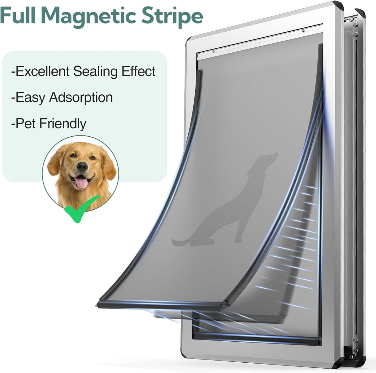 [Parab House] Full Seal-Flaps XL Dog Door for Doors - Silvery White / X-Large - image 4