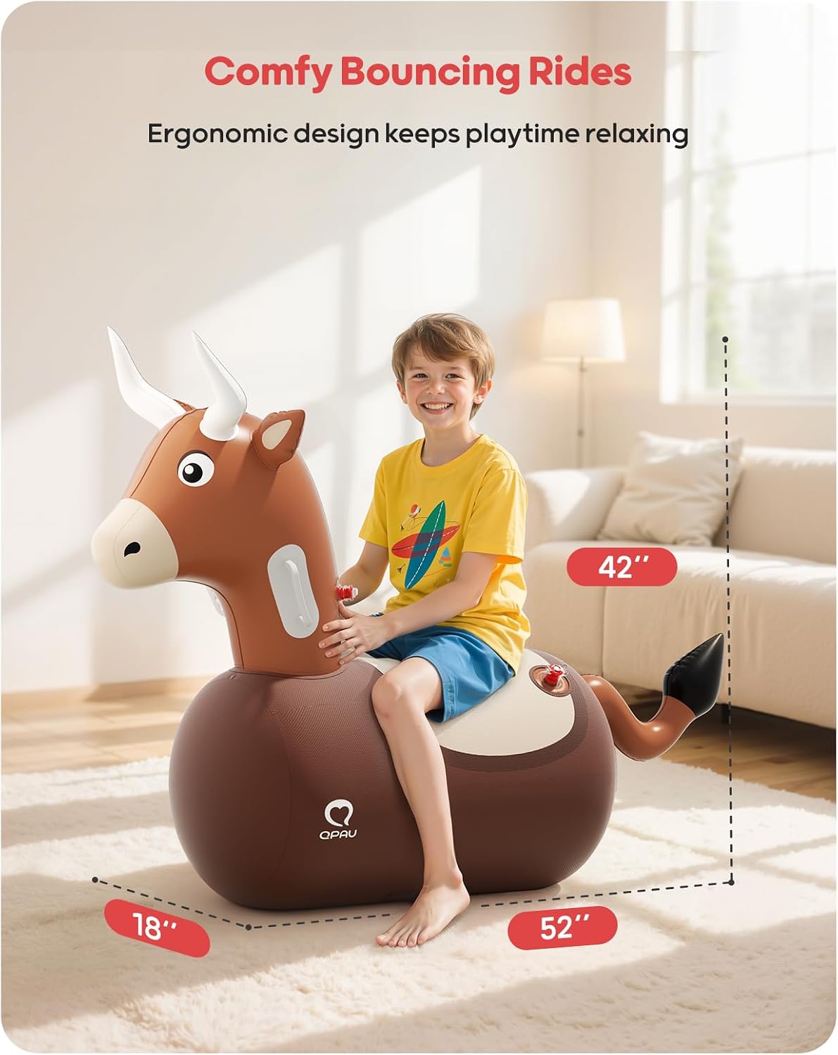 QPAU Inflatable Dinosaur Bouncy Hopper Toy - Bull / 2 Pack - image 2