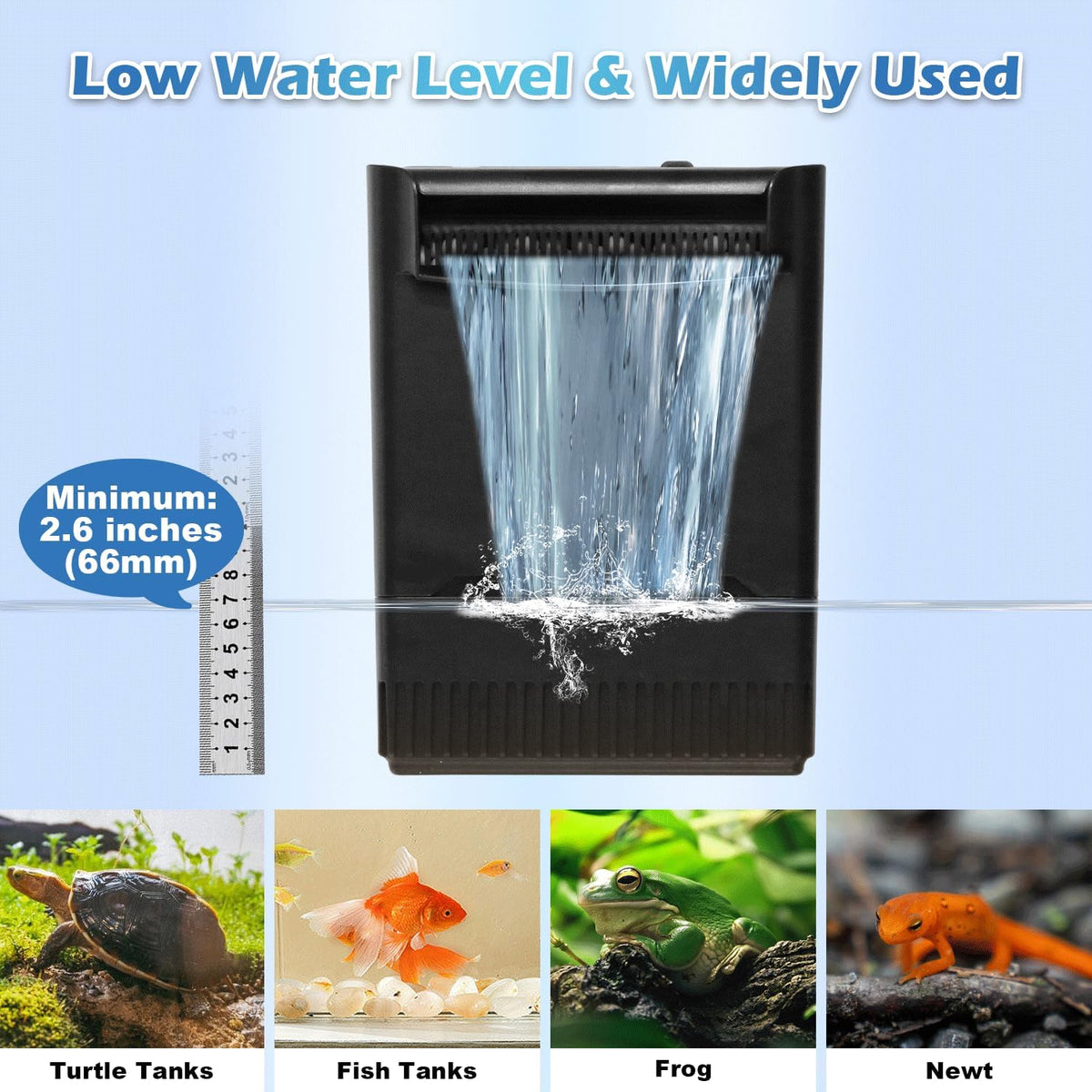 290GPH Turtle Tank Filter Aquarium Filter for 20-85 Gallon - Turtle Filter for 20-85 Gallon / Black - image 4