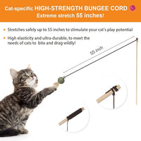 Cat Feather Toys with Catnip Ball, Feathers & Bell - 2 Replaceable Mouse Heads, Elastic Rope & Wooden Handle for Aggressive Kittens, Durable Bite-Proof Interactive Cat Teaser for Indoor Play
